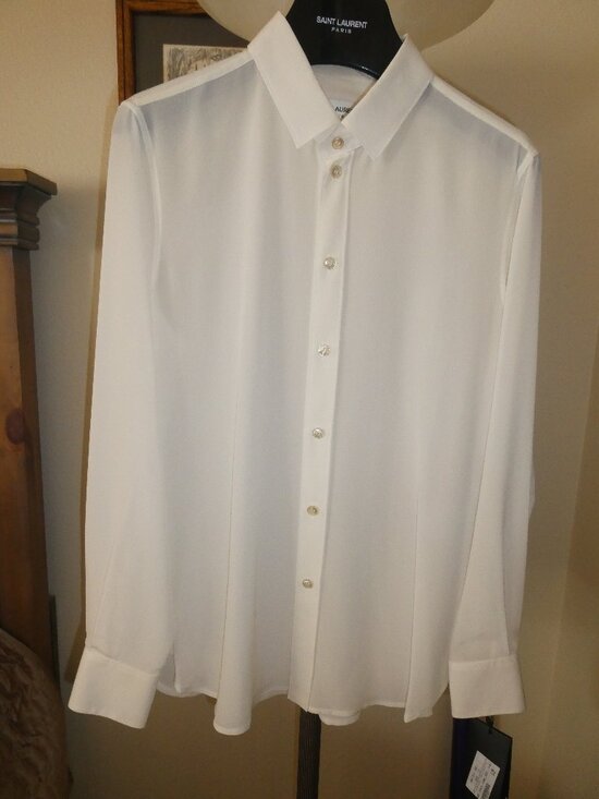 YSL Tops - Saint Laurent Paris Silk Authentic White dress shirt/blouse Size -F40 Italy